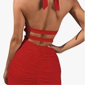 Rozegaga red cutout dress medium NWT